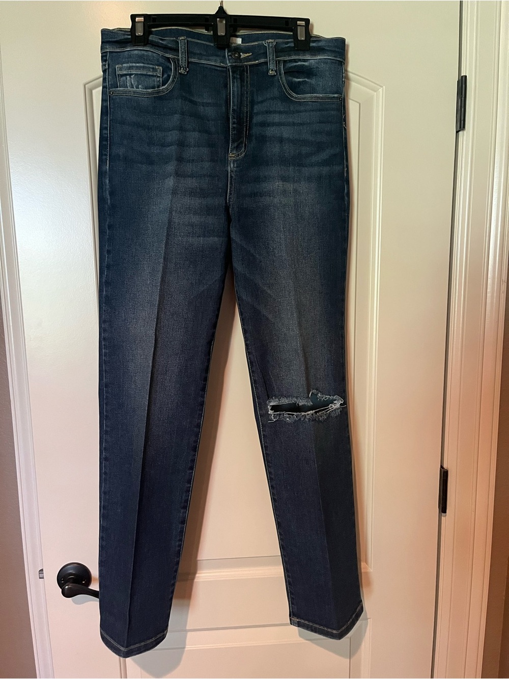 Sneak Peek Dark Blue Women's Distressed Straight Leg Jeans